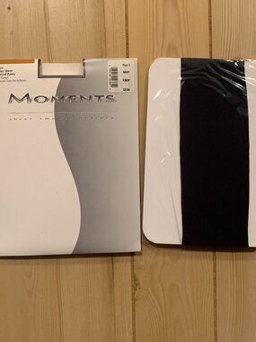Vintage 90s Moments Navy Everyday Sheer Reinforced Toe Pantyhose Size Plus 1